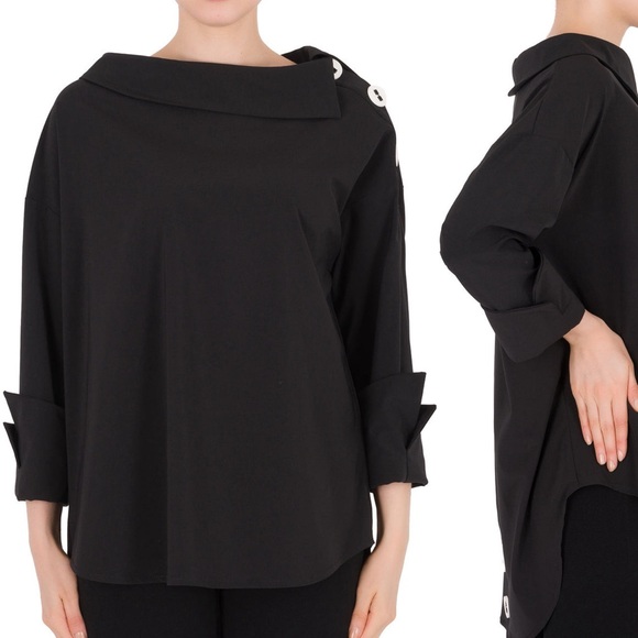 Joseph Ribkoff Shirt
Womens size 8 Black Tunic Neutral Artsy
Lagenlook NWT - Picture 2 of 10